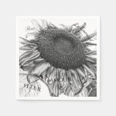 Giant Sunflower  Black and White Script Servet (Voorkant)