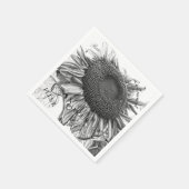 Giant Sunflower  Black and White Script Servet (Hoek)