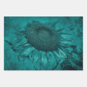 Giant Sunflower Blauwgroen Blue Antiek Inpakpapier Vel (Voorkant 2)