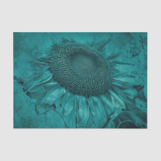 Giant Sunflower Blauwgroen Blue Antiek Tissuepapier (Voorkant)