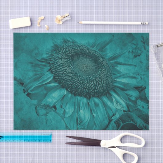Giant Sunflower Blauwgroen Blue  Antiek Tissuepapier (Craft)