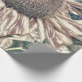 Giant Sunflower  Blauwgroen Sepia Art ontbinding Cadeaupapier (Hoek)