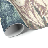 Giant Sunflower  Blauwgroen Sepia Art ontbinding Cadeaupapier (Rol Hoek)