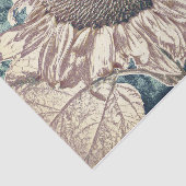 Giant Sunflower  Blauwgroen Sepia Art ontbinding Tissuepapier (Detail)