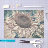 Giant Sunflower  Blauwgroen Sepia Art ontbinding Tissuepapier (Craft)