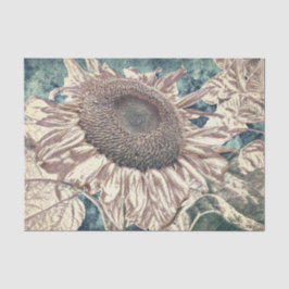 Giant Sunflower  Blauwgroen Sepia Art ontbinding Tissuepapier