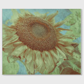 Giant Sunflower Blauwgroen Yellow Green Antiek Vin Cadeaupapier (Vlak)