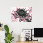 Giant Sunflower  Blush Pink Art Poster (Thuiskantoor)