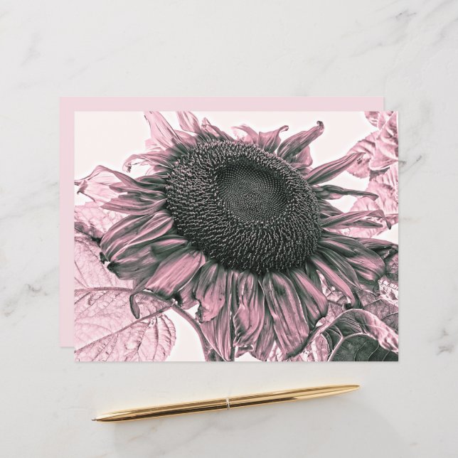 Giant Sunflower  Blush Pink Decoupage Art (Voorkant / Achterkant in situ)