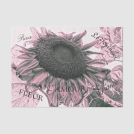 Giant Sunflower  Blush Pink Script Art Tissuepapier
