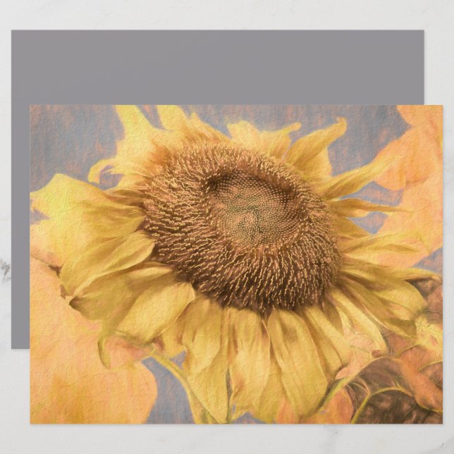Giant Sunflower Country Yellow Grey Decoupage Art (Voorkant / Achterkant)