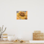 Giant Sunflower Country Yellow Grey Decoupage Art Poster (Keuken)