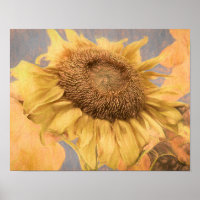 Giant Sunflower Country Yellow Grey Decoupage Art