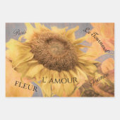 Giant Sunflower Country Yellow Grey Script Inpakpapier Vel (Voorkant 2)