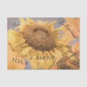 Giant Sunflower Country Yellow Grey Script Tissuepapier (Voorkant)