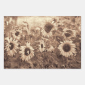 Giant Sunflower Floral Sepia Texture Decoupage Inpakpapier Vel (Voorkant 2)