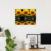 Giant Sunflower, geel bloespatroon Poster (Thuiskantoor)