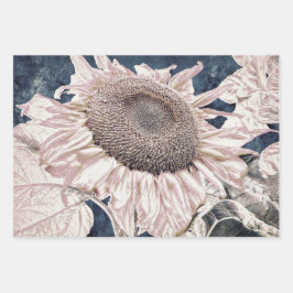 Giant Sunflower  Grey Sepia Decoupage Inpakpapier Vel