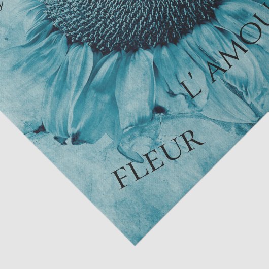 Giant Sunflower Light Blauwgroen Blue  script Tissuepapier (Detail)