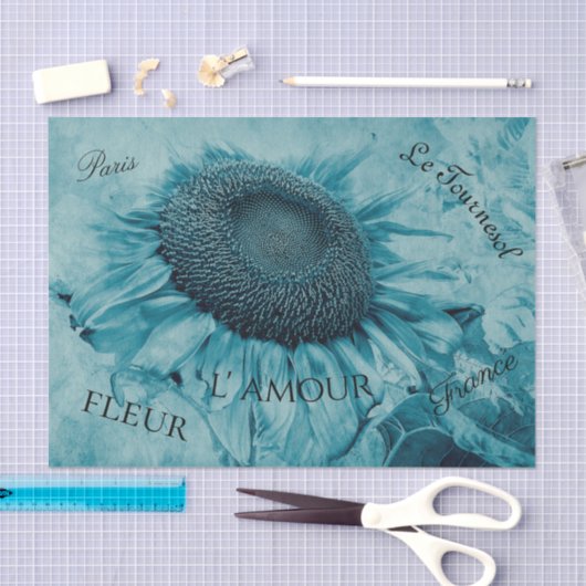Giant Sunflower Light Blauwgroen Blue  script Tissuepapier (Craft)
