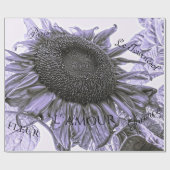 Giant Sunflower  Paars Decoupage Script Cadeaupapier (Vlak)