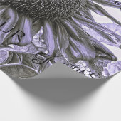 Giant Sunflower  Paars Decoupage Script Cadeaupapier (Hoek)