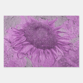 Giant Sunflower  Paarse Grijze textuur Inpakpapier Vel
