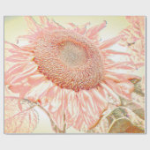Giant Sunflower  Pastel Pink Art ontbinding Cadeaupapier (Vlak)