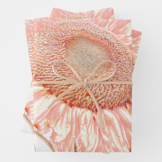 Giant Sunflower  Pastel Pink Art ontbinding Inpakpapier Vel (In situ)