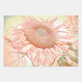Giant Sunflower  Pastel Pink Art ontbinding Inpakpapier Vel