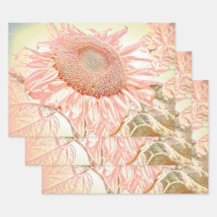Giant Sunflower Pastel Pink Art ontbinding Inpakpapier Vel