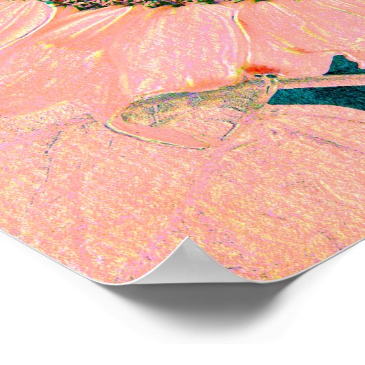 Giant Sunflower  Pink Green Country Art Poster (Hoek)