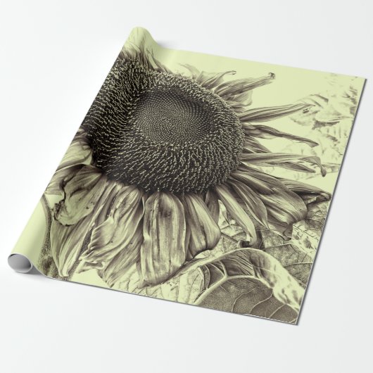 Giant Sunflower Retro Yellow Decoupage Cadeaupapier (Uitgerold)