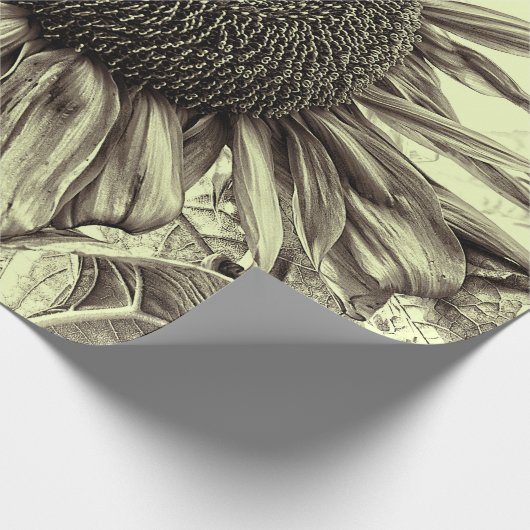 Giant Sunflower Retro Yellow Decoupage Cadeaupapier (Hoek)