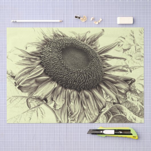 Giant Sunflower  Retro Yellow Decoupage Tissuepapier (Craft)