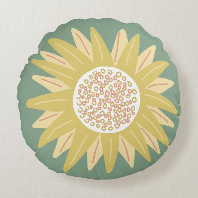 Giant Sunflower Rond Kussen (Voorkant)