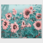 Giant Sunflower Roze Blauwgroen ontbinding van Flo Cadeaupapier (Vlak)