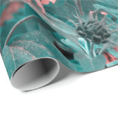 Giant Sunflower Roze Blauwgroen ontbinding van Flo Cadeaupapier (Rol Hoek)