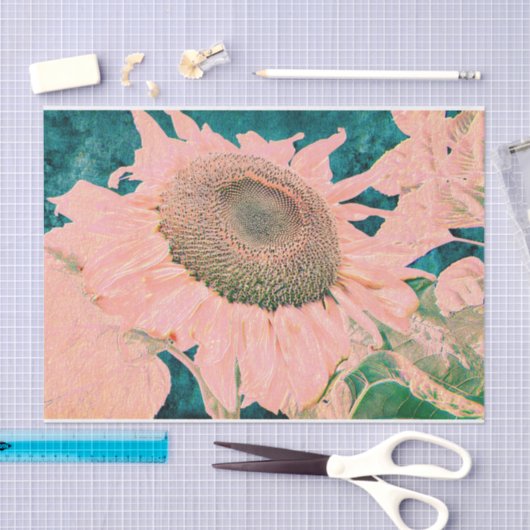 Giant Sunflower  Roze Green Art-ontkoppeling Tissuepapier (Craft)