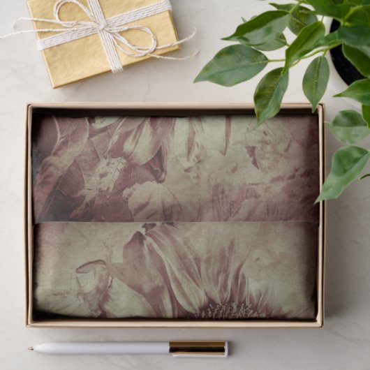 Giant Sunflower Sepia Brown  Antiek Tissuepapier (Geschenk)