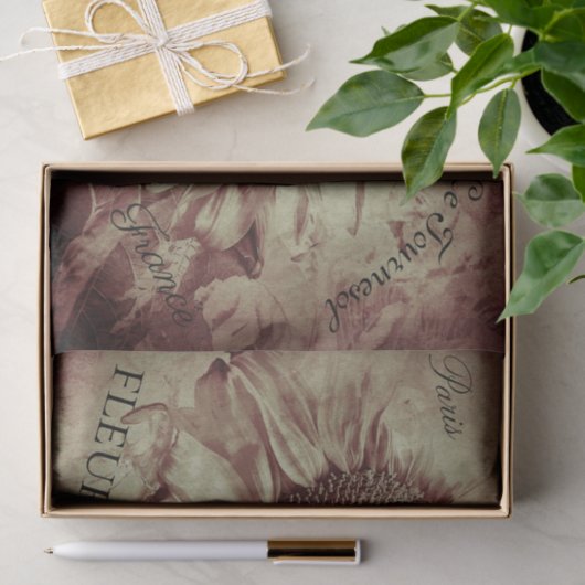 Giant Sunflower Sepia Brown Ephemera Tissuepapier (Geschenk)
