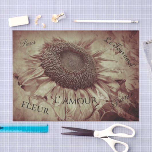 Giant Sunflower Sepia Brown Ephemera Tissuepapier (Craft)