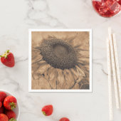 Giant Sunflower  Sepia Brown ontleepkunst Servet (Insitu)