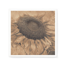 Giant Sunflower  Sepia Brown ontleepkunst