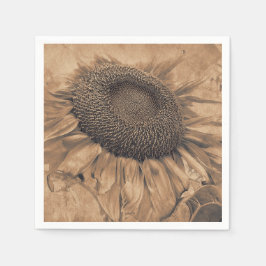 Giant Sunflower  Sepia Brown ontleepkunst Servet