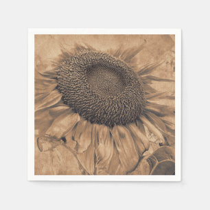 Giant Sunflower  Sepia Brown ontleepkunst Servet