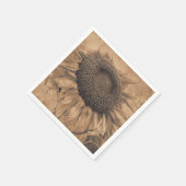 Giant Sunflower  Sepia Brown ontleepkunst Servet (Hoek)