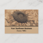 Giant Sunflower  Sepia Brown Rustic Visitekaartje (Voorkant)