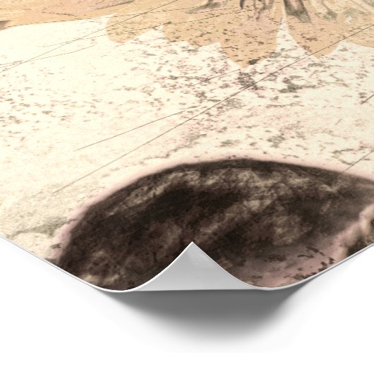 Giant  Sunflower Sepia Brown Yellow Texture Poster (Hoek)