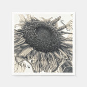 Giant Sunflower Sepia Decoupage Script Servet (Voorkant)